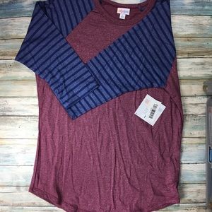 Heather burgundy w/ blue stripes LLR Randy, size L